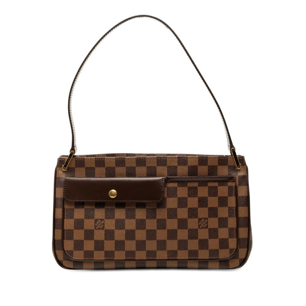 Louis Vuitton Damier Aubagne Shoulder Bag Brown Leather